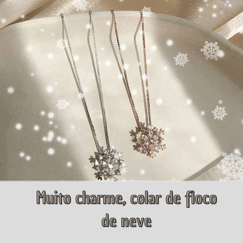 Colar com pingente de Floco de Neve Moda de Inverno